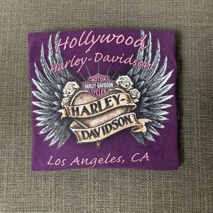Harley Davidson Long Sleeve Roses Open Wing Graphic & Hollywood Los Angeles CALI